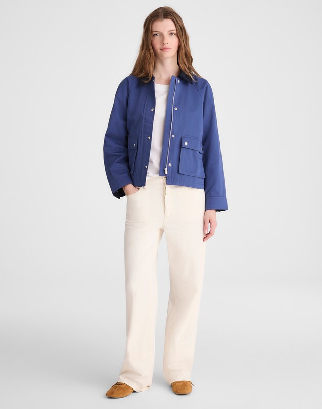 The Billie Short Jacket in Cotton Twill DEEP BLUE