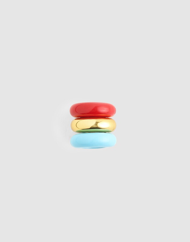Enameled Donut Bead Clip Set FROSTED SKY