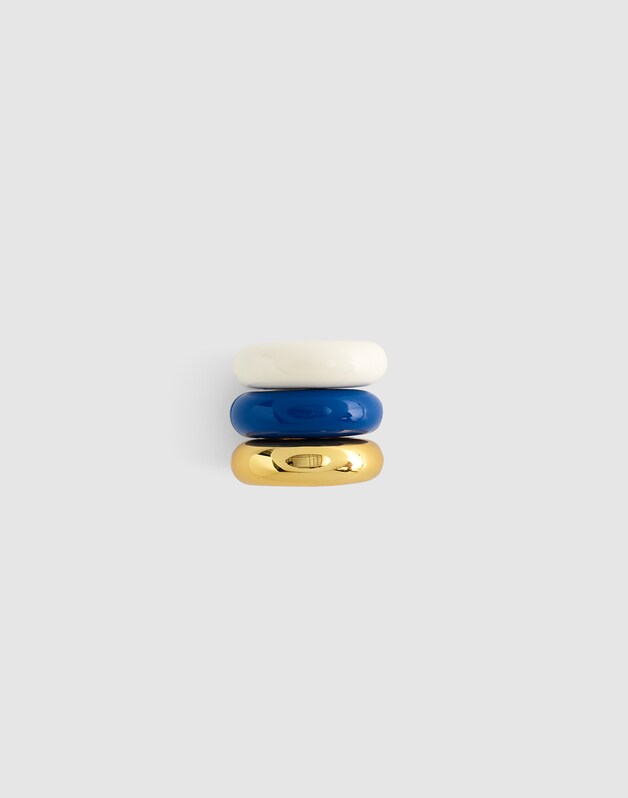 Enameled Donut Bead Clip Set RETRO BLUE