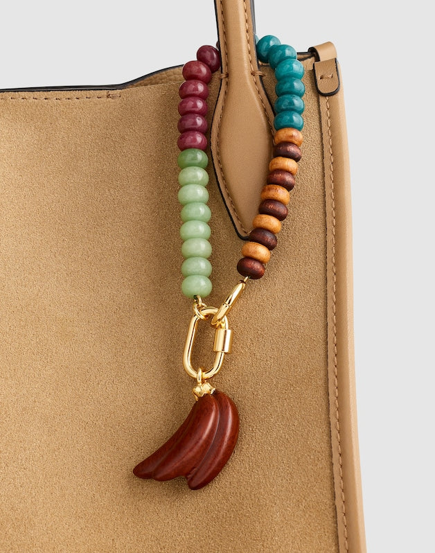 Wooden Banana Beaded Bag Charm ANTIQUE GOLD