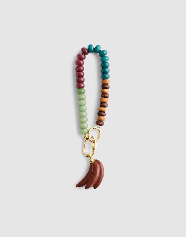 Wooden Banana Beaded Bag Charm ANTIQUE GOLD