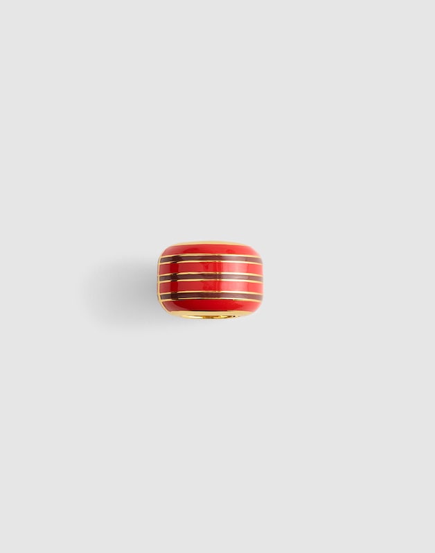 Striped Enamel Bead Clip VARSITY RED
