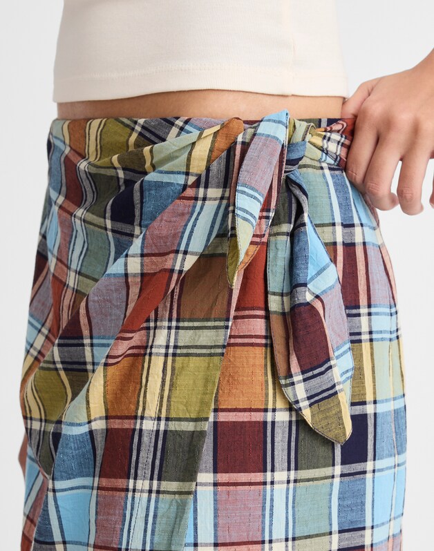 Midi Wrap Skirt in Poplin MULTI PLAID