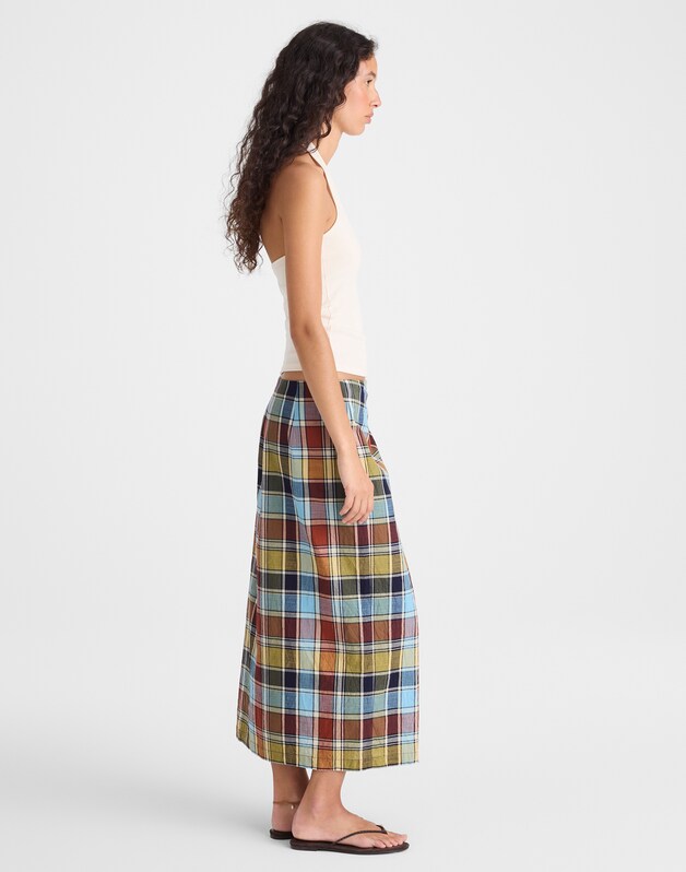 Midi Wrap Skirt in Poplin MULTI PLAID