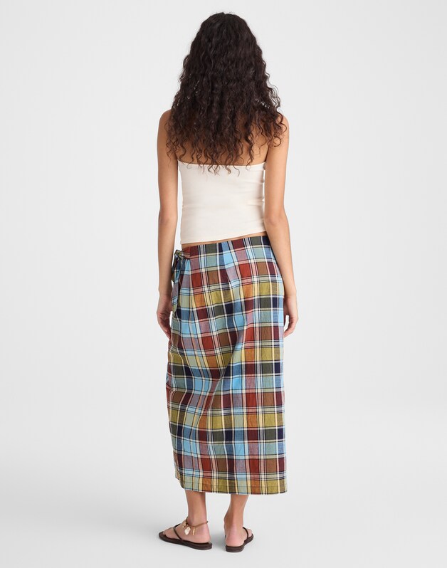 Midi Wrap Skirt in Poplin MULTI PLAID