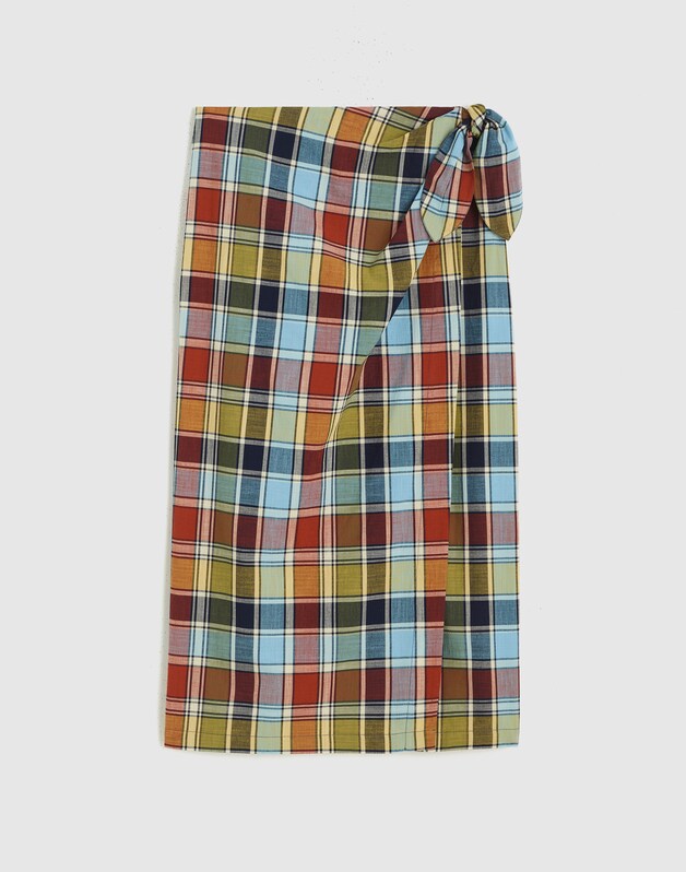 Midi Wrap Skirt in Poplin MULTI PLAID