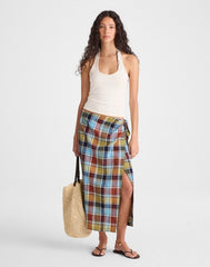 Midi Wrap Skirt in Poplin MULTI PLAID