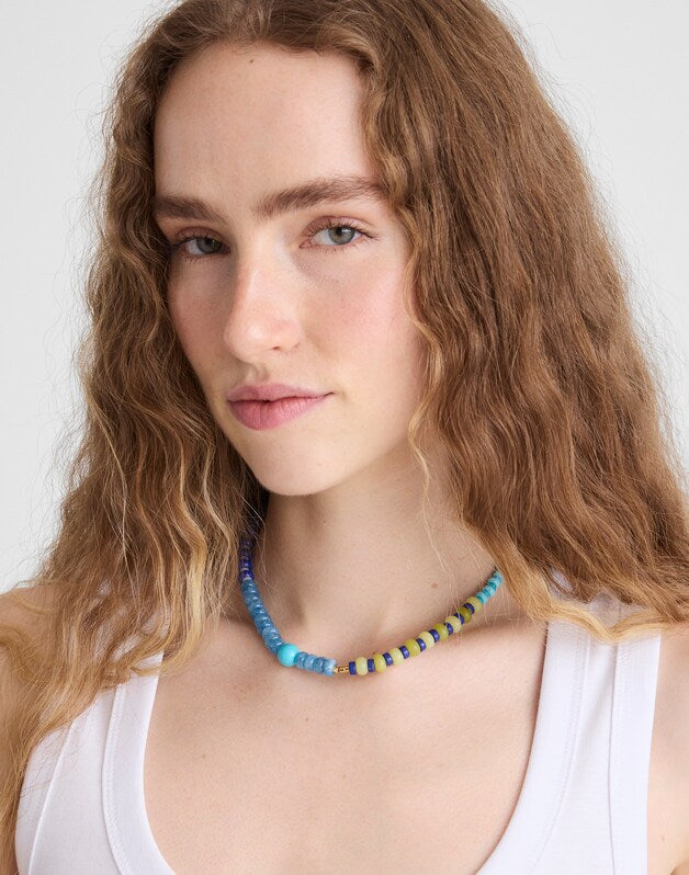 Semiprecious Beaded Choker Necklace CLASSIC INDIGO