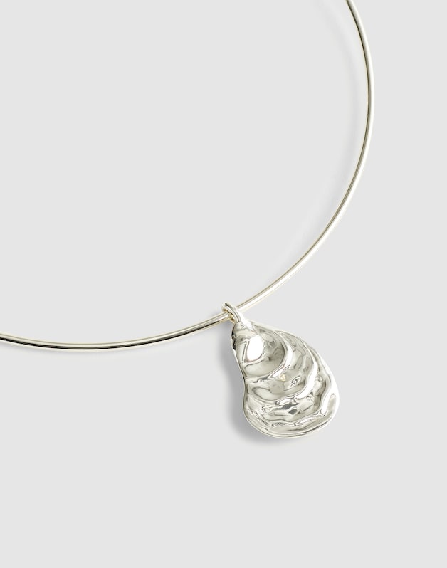 Shell Wire Choker Necklace WARM SILVER