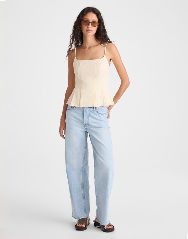 Darted Peplum Cami Top VANILLA