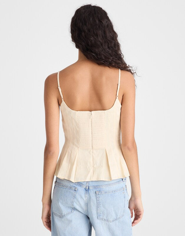 Darted Peplum Cami Top VANILLA