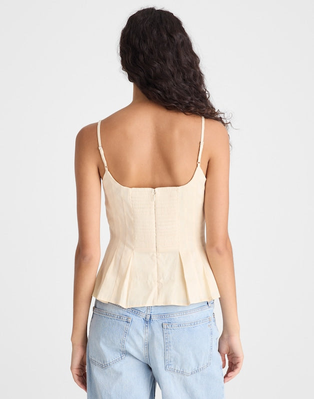 Darted Peplum Cami Top VANILLA