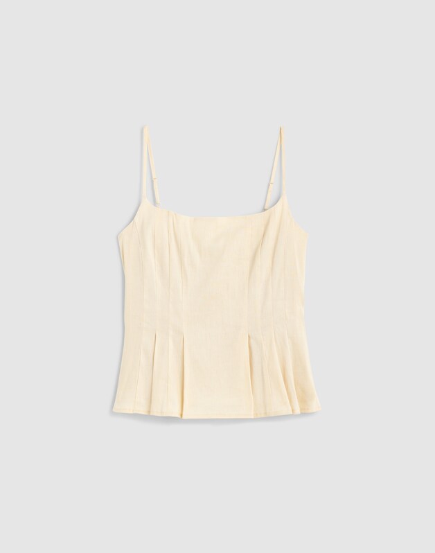 Darted Peplum Cami Top VANILLA