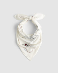 Embroidered Bandana in Cotton EMBROIDERED DIARY WHITE
