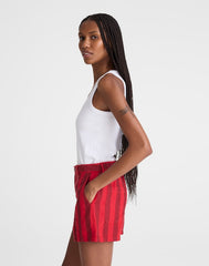 The Zoe Short in 100% Linen ENAMEL RED