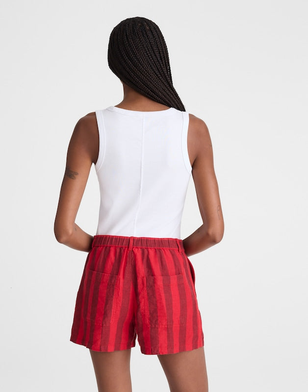 The Zoe Short in 100% Linen ENAMEL RED