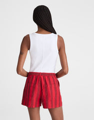 The Zoe Short in 100% Linen ENAMEL RED