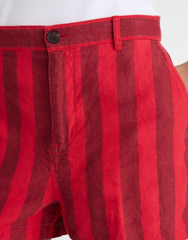 The Zoe Short in 100% Linen ENAMEL RED