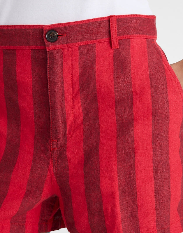The Zoe Short in 100% Linen ENAMEL RED