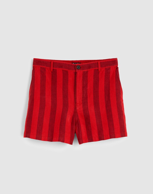 The Zoe Short in 100% Linen ENAMEL RED