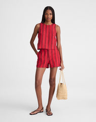 The Zoe Short in 100% Linen ENAMEL RED