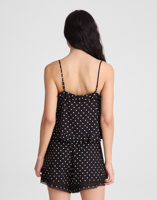 Ruffled Cami Top JET BLACK