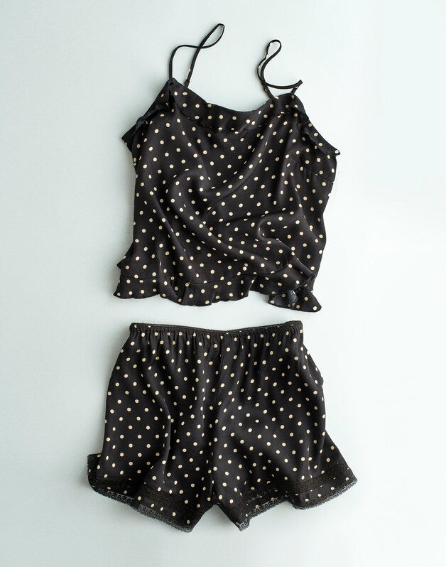 Ruffled Cami Top JET BLACK