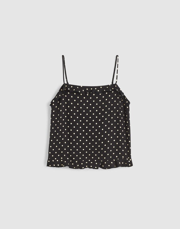 Ruffled Cami Top JET BLACK