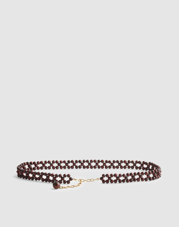 Wooden Bead Belt ANTIQUE GOLD