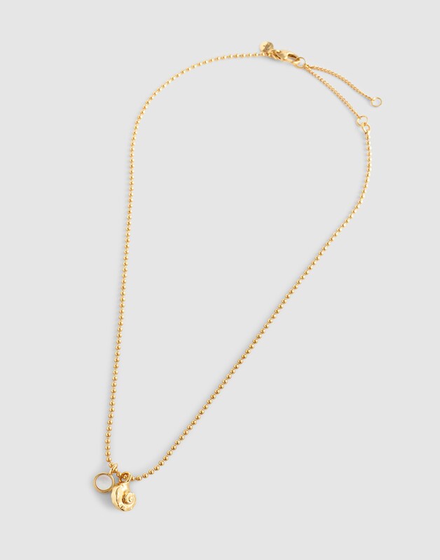 Mother-of-Pearl Ball Chain Necklace ANTIQUE GOLD