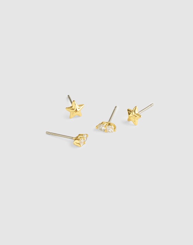 Star Stud Earring Set WARM GOLD